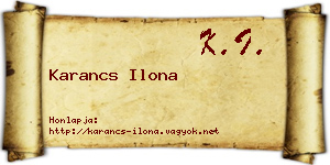 Karancs Ilona névjegykártya